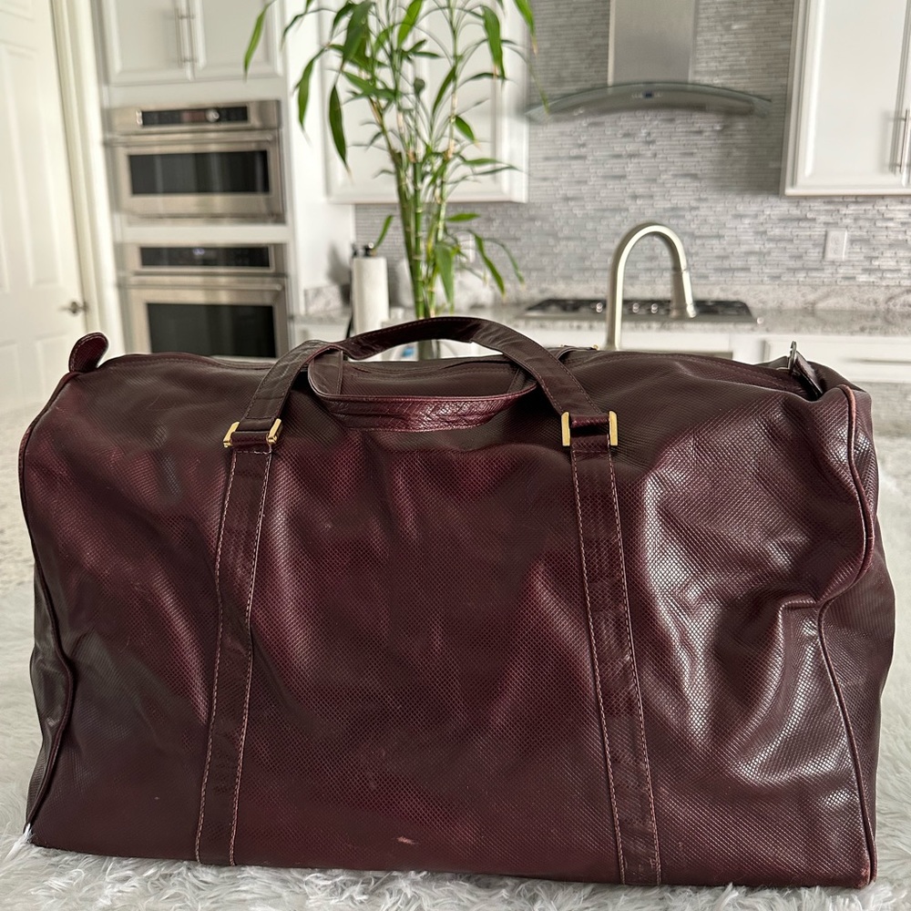 Vintage Bottega Veneta Leather Overnight Duffle Bag